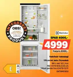 Power Electrolux 178 cm int. køle-/fryseskab ENT6ME18S0 tilbud