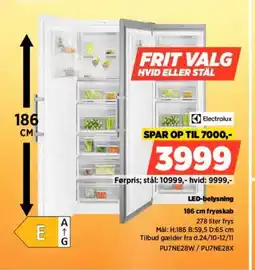 Power Electrolux LED-belysning 186 cm fryeskab PU7NE28W/PU7NE28X tilbud