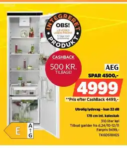 Power AEG 178 cm int. køleskab TK6DS18XES tilbud