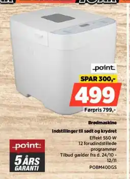 Power Point Brødmaskine POBM400GS tilbud