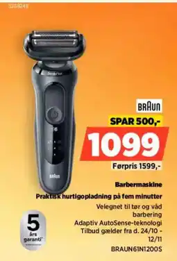 Power BRAUN Barbermaskine BRAUN61N1200S tilbud