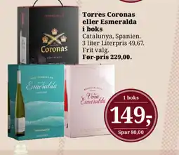 Dagli'Brugsen Torres Coronas eller Esmeralda i boks tilbud
