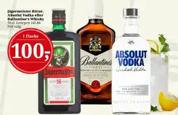 Dagli'Brugsen Jägermeister Bitter, Absolut Vodka eller Ballantine's Whisky tilbud