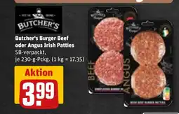 REWE DE Butcher's Burger Beef oder Angus Irish Patties tilbud