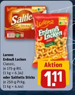 REWE DE Lorenz Erdnuß Locken oder Saltletts Sticks tilbud
