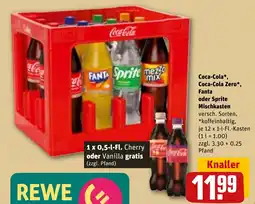 REWE DE Coca-Cola, Coca-Cola Zero, Fanta oder Sprite Mischkasten tilbud