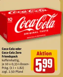 REWE DE Coca-Cola oder Coca-Cola Zero Friendspack tilbud