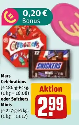 REWE DE Mars Celebrations oder Snickers Minis tilbud