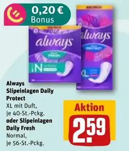 REWE DE Always Slipeinlagen Daily Protect oder Slipeinlagen Daily Fresh tilbud