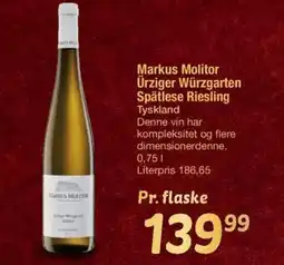 Fakta Tyskland Markus Molitor Ürziger Würzgarten Spätlese Riesling Tyskland tilbud