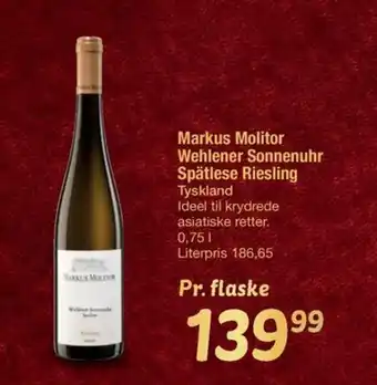Markus Molitor Wehlener Sonnenuhr Spätlese Riesling Tyskland