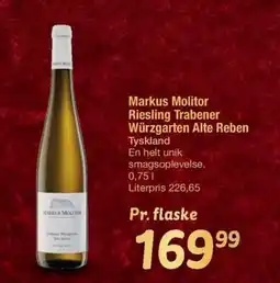 Fakta Tyskland Markus Molitor Riesling Trabener Würzgarten Alte Reben Tyskland tilbud