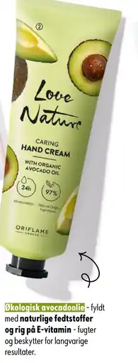 Oriflame Love Nature Caring Hand Cream with Organic Avocado Oil tilbud