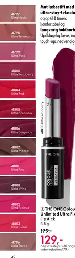 Oriflame THE ONE Colour Unlimited Ultra Fix Lipstick tilbud