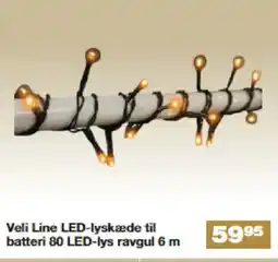 Bauhaus Veli Line LED-lyskæde til batteri 80 LED-lys ravgul tilbud