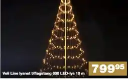 Bauhaus Veli Line lysnet t/flagstang 600 LED-lys tilbud