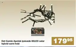 Bauhaus Det Gamle Apotek lyskæde 80LED solar hybrid varm hvid tilbud