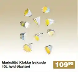 Bauhaus Markslöjd Klokke lyskæde 10L hvid t/batteri tilbud