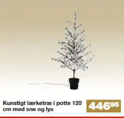 Bauhaus Kunstigt lærketræ i potte 120 cm med sne og lys tilbud