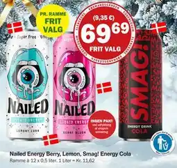 Købmandsgården Nailed Energy Berry, Lemon, Smag! Energy Cola, DKK 69.69 tilbud