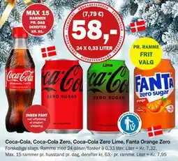 Købmandsgården Coca-Cola, Coca-Cola Zero, Coca-Cola Zero Lime, Fanta Orange Zero, DKK 58 tilbud