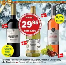 Købmandsgården Tarapaca Reservado Cabernet Sauvignon, Reserva Chardonnay eller Rosé, DKK 29.95 tilbud