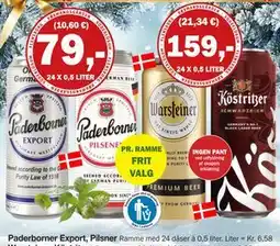 Købmandsgården Paderborner Export, Pilsner, DKK 79 tilbud