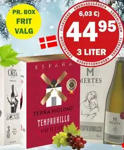 Købmandsgården Spanien Bag in box à 3 liter. Liter = Kr. 14,98, DKK 44.95 tilbud