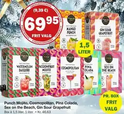 Købmandsgården Punch Mojito, Cosmopolitan, Pina Colada, Sex on the Beach, Gin Sour Grapefruit, DKK 69.95 tilbud