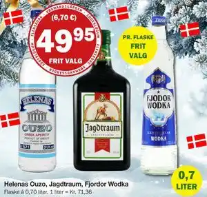 Købmandsgården Helenas Ouzo, Jagdtraum, Fjordor Wodka, DKK 49.95 tilbud