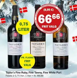 Købmandsgården Taylor´s Fine Ruby, Fine Tawny, Fine White Port, DKK 66.66 tilbud