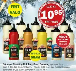 Købmandsgården Bähncke Dressing Ketchup, Senf, Dressing, DKK 10.95 tilbud