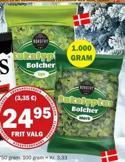 Købmandsgården Nordthy Eukalyptus Bolcher, DKK 24.95 tilbud