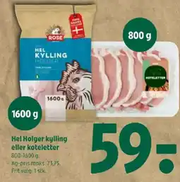 Coop 365 Hel Holger kylling eller koteletter tilbud