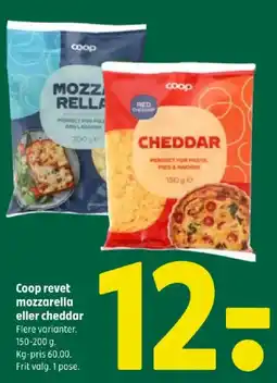 Coop 365 Coop revet mozzarella eller cheddar tilbud