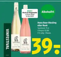 Coop 365 Hans Baer Riesling eller Rosé tilbud