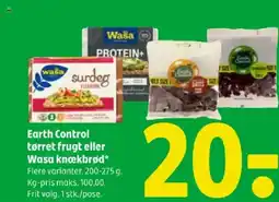 Coop 365 Earth Control tørret frugt eller Wasa knækbrød tilbud