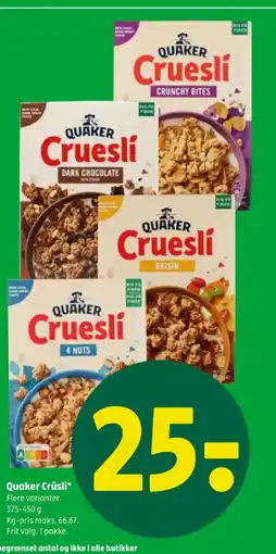 Coop 365 Quaker Crüsli tilbud