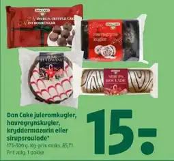 Coop 365 Dan Cake juleromkugler, havregrynskugler, kryddermazarin eller sirupsroulade tilbud