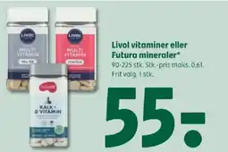 Coop 365 Livol vitaminer eller Futura mineraler tilbud