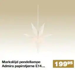 Bauhaus Markslöjd pendellampe Admira papirstjerne E14 tilbud