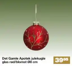 Bauhaus Det Gamle Apotek julekugle glas rød/blomst tilbud