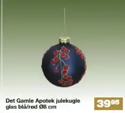 Bauhaus Det Gamle Apotek julekugle glas blå/rød tilbud