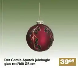 Bauhaus Det Gamle Apotek julekugle glas rød/blå tilbud