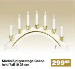 Bauhaus Markslöjd lysestage Celine hvid 7xE10 28 cm tilbud