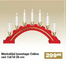 Bauhaus Markslöjd lysestage Celine rød 7xE10 28 cm tilbud