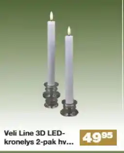 Bauhaus Veli Line 3D LED- kronelys 2-pak hvid tilbud