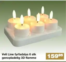 Bauhaus Veli Line fyrfadslys genopladelig 3D flamme tilbud