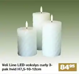Bauhaus Veli Line LED-vokslys curly 3- pak hvid H7,5-10-12cm tilbud