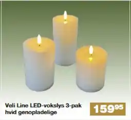 Bauhaus Veli Line LED-vokslys 3-pak hvid genopladelige tilbud